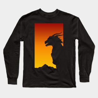 Sunset Dragon Artwork - Dragon Lover Design - Dragon Gift Dragonslayer Dragon Art Long Sleeve T-Shirt